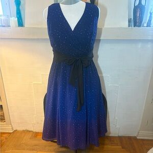 eShakti Blue to Purple Ombré Midi Dress with Tiny Stars and POCKETS!